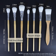 Gilding Brush Set, 7 Pieces Versatile Goat Hair Blending Mop Brushes for Acrylic