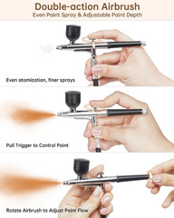 Airbrush Kit with Air Compressor, 50 PSI Dual-Action & Dual-Airflow Air Brush wi