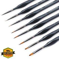 TRANSON Art Paint Brush Set 8 Pcs Black Handle