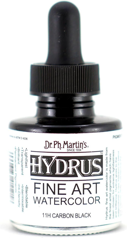 Hydrus Fine Art Watercolor (11H) Watercolor Bottle, 1.0 Oz, Carbon Black, 1 Bott