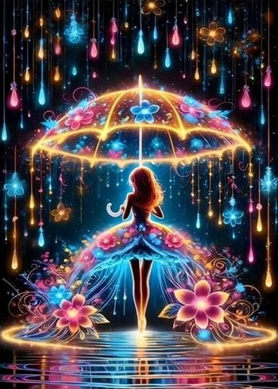 Umbrella Girl DIY Full Round Drill 30x40cm Diamond Painting