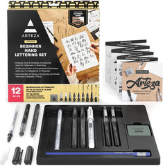Hand Lettering Pens Set of 12 – Calligraphy and Brush Pens with Guidebook, Penci