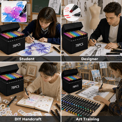 2 Sets Combo Alcohol Art Markers, 78PCS Full Color+23PCS Basic Color Marker Set