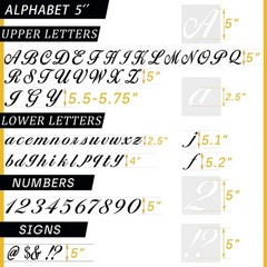 5 Inch Letter Symbol Stencils for Painting on Wood, 65 Pcs Alphabet Drawing T…