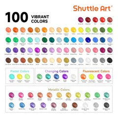 Shuttle Art 100 Colors Acrylic Paint, 2oz/60ml Bottles, Include 2 Sets of 12 …