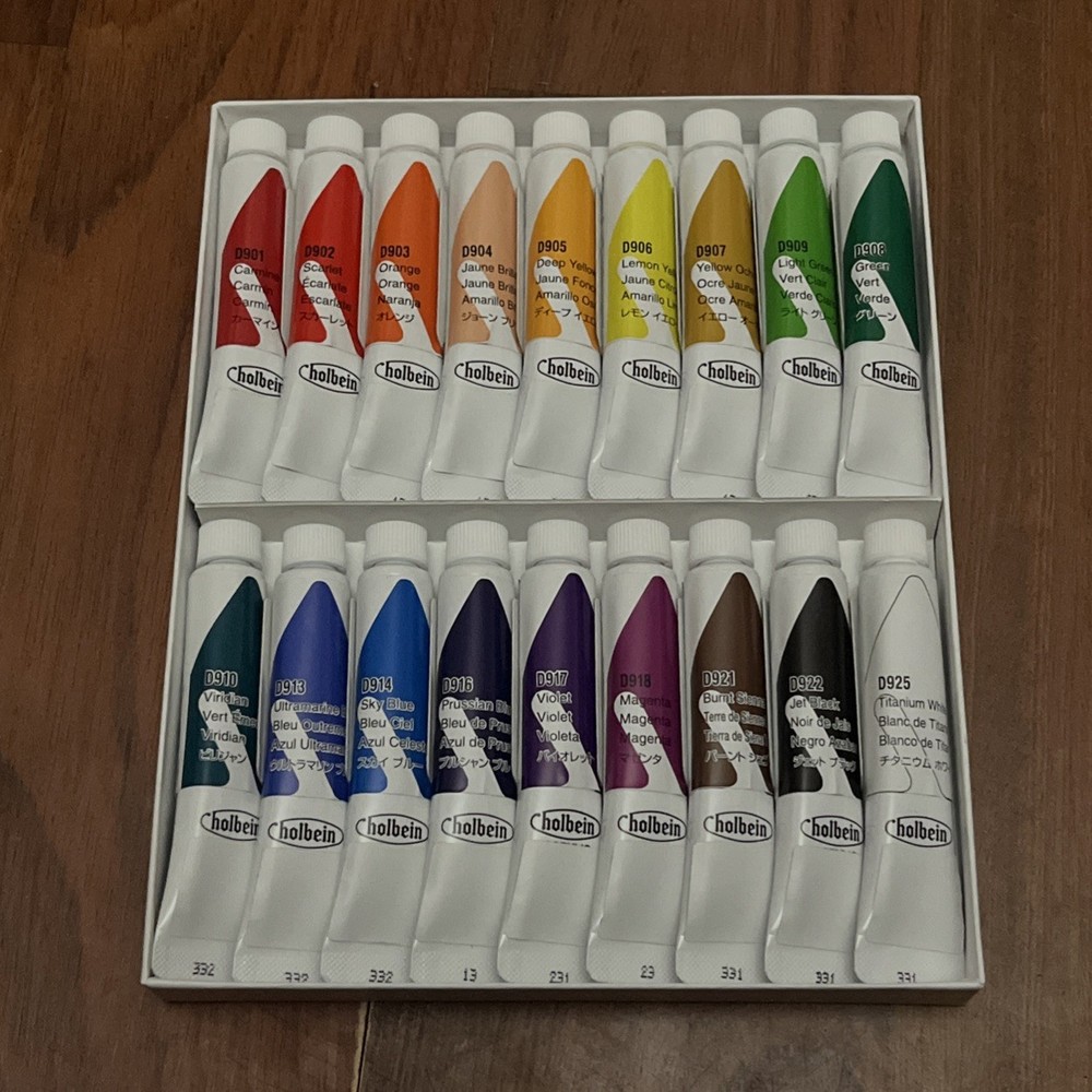 NEW Holbein Matte & Opaque Acrylic Gouache 18 Pc Set NIB 12ml Colors Japan