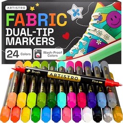 Dual-Tip Fabric Markers – Fabric Decorating Kit – Permanent for 24 Multicolor