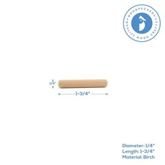 Wood Dowel Pins 1-3/4 inch x 1/4 inch Fluted, for Furniture & Crafts|Woodpeckers