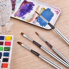 Kolinsky Sable Hair Round Watercolor Paint Brush 4Pcs Travel Set Portable Co…