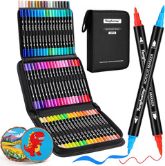 72 Colors Acrylic Paint Markers, Dual Tip Acrylic Paint Pens with Brush Tip & Fi