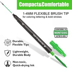 80 PCS Green Drawing Pen Set 20 Color Double Tip Brush Gel Pens 40 Refills