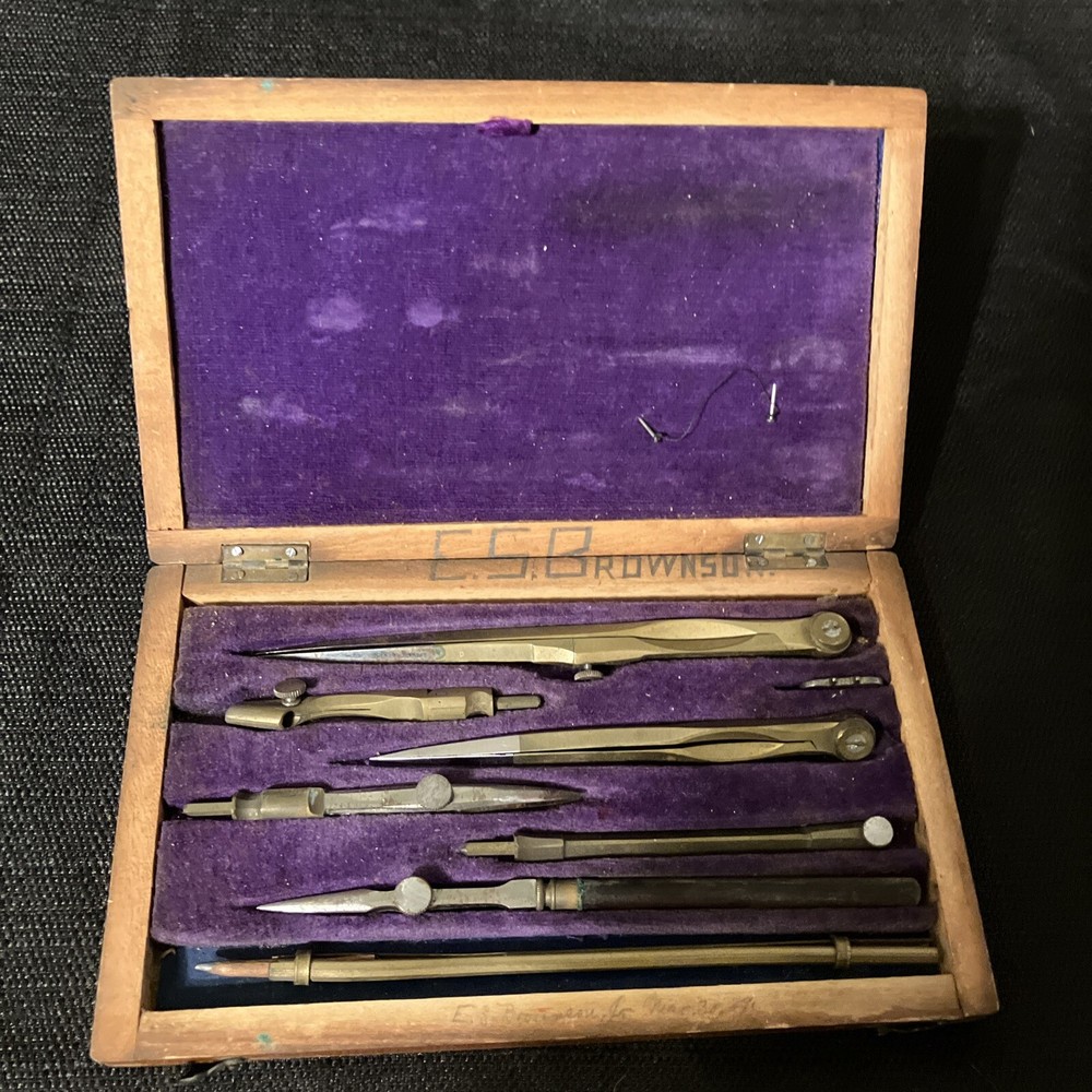 Antique/Vintage Drawing Drafting SET (Original wooden box)