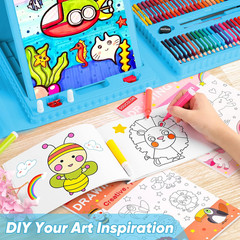 Arts and Crafts, 283 Pieces Drawing Set Art Kits with Trifold Easel, 2 Drawing P