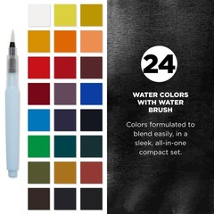 XNCW-24N, 24 Assorted Watercolors Field Sketch Set with Brush