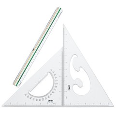 Mr. Pen Architectural Triangular Ruler Set with 12 Inch Clear