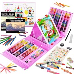 Art Supplies, 290 Pack Art Sets Crafts Drawing Coloring kit, Double-Side Pink