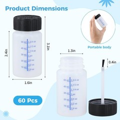 60 Pcs 2 Oz Touch Up Paint Containers – Empty Bottles with Brush & Safe Lids for