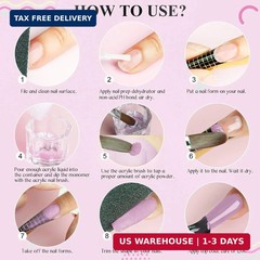 Saviland Acrylic Nail Starter Kit: Clear Pink Nude Acrylic Powder & Liquid, Brus