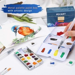 Travel Watercolor Tin Palette Metal Paint Case 50 Empty Half Pans Water Brush