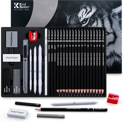 33 Piece Sketching Pencil Set – 5H to 14B Pencils, Charcoal Pencils, Charcoal St