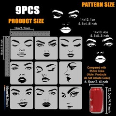 FINGERINSPIRE 9 Pcs Female 5.9×5.9 inches (stencil), 16.9×0.5 (brush)