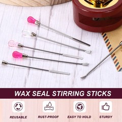 4Pcs Stainless Steel Wax Stirrer, Wax Seal Spoon Kit, Red/Clear