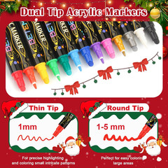 36 Colors Dual Tip Acrylic Paint Pens Markers, Premium Acrylic Paint Markers Sto
