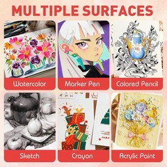 200 Sheets 5X7 Inch Watercolor Paper Bulk, 140Lb /300GSM White Cold Press Water