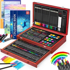 iBayam Art Supplies | 150-Piece Deluxe Wooden Art Set | Gift Box Included