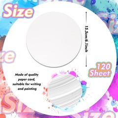 Fullhawl 120 Pcs Circle Round Papers White Cardboard 6.1 Inches,