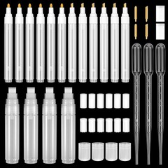 16 Pcs Refillable White Paint Pens, Acrylic Paint Markers, 3mm, 6mm, 15mm Emp…