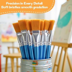 10 Pcs Flat Paint Brushes,1 Inch Craft Paint Brushes, Large Acrylic Paint Bru…