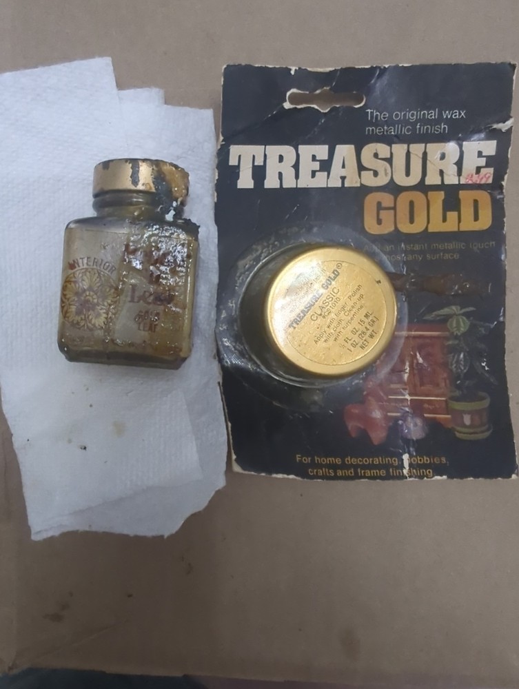 Gold Leaf Metallic Gilding Lot Brush ‘n Leaf Treasure Wax Finish NOS Vintage