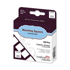 Permanent Mounting Squares, 1/2-Inch x 1/2-Inch, 250/pkg, White
