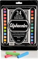 Quartet Alphacolor Soft Square Pastels, Multi-Colored, 24 Pastels per Set