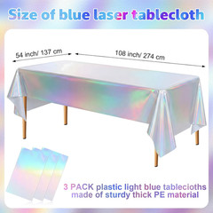 6 Piece Silver Dazzling Colors Decor Set 3 Pcs Disposable Laser Holographic Plas