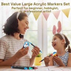 80 Acrylic Paint Markers Set (75 Colors + 5 Pro-Essentials): Ultra-Opaque, Fine