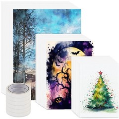 206 PCS Thick Watercolor Paper 140lb/300g 5×7 6×9 9×12 Inch & 6 Masking Tape