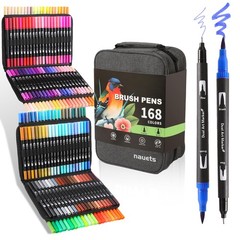 168 Colors Dual Tip Watercolor Markers Set for Art, Calligraphy, Journaling