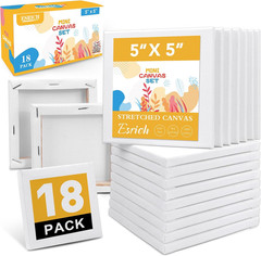 ESRICH Mini Canvases for Painting, 5x5In Canvas in Bulk 18Pack, 2/5In Profile Sm