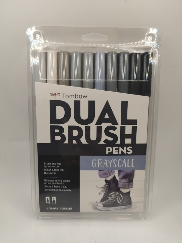 Tombow 56171 Dual Brush Pen Art Markers – Grayscale 10-Pack, Blendable