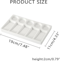 Watercolor Palette Tray 10 Wells White Rectangle Ceramic Artist Paint Palette Po