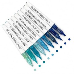 9 Color Series Set of Water-based Acrylic Paint Marker, Soft Brush Tips Blue