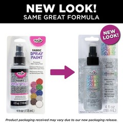 Tulip Fabric Paint, Permanent Spray on 4 Fl Oz (Pack of 1), Silver Glitter