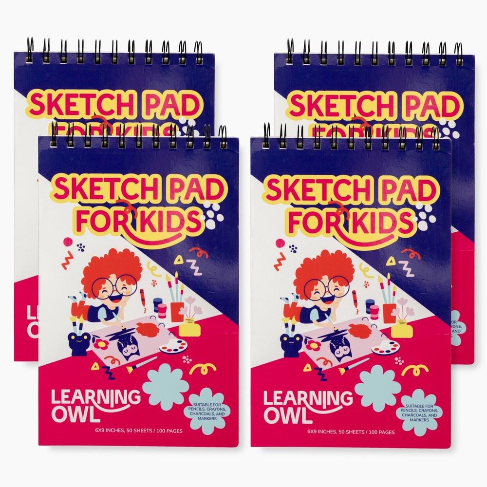 Sketch Pads for , 6×9 inch, 100 Pages, 4 Pack Children Drawing Pads, Spiral B…
