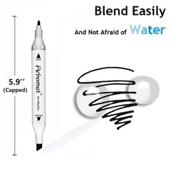 6pcs Black Alcohol Markers Set, Dual Tips Art Markers Drawing Sketched Double…