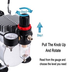Airbrush Compressor with Cool-Down Fan ABPST07, Powerful 1/6hp Portable Quiet…