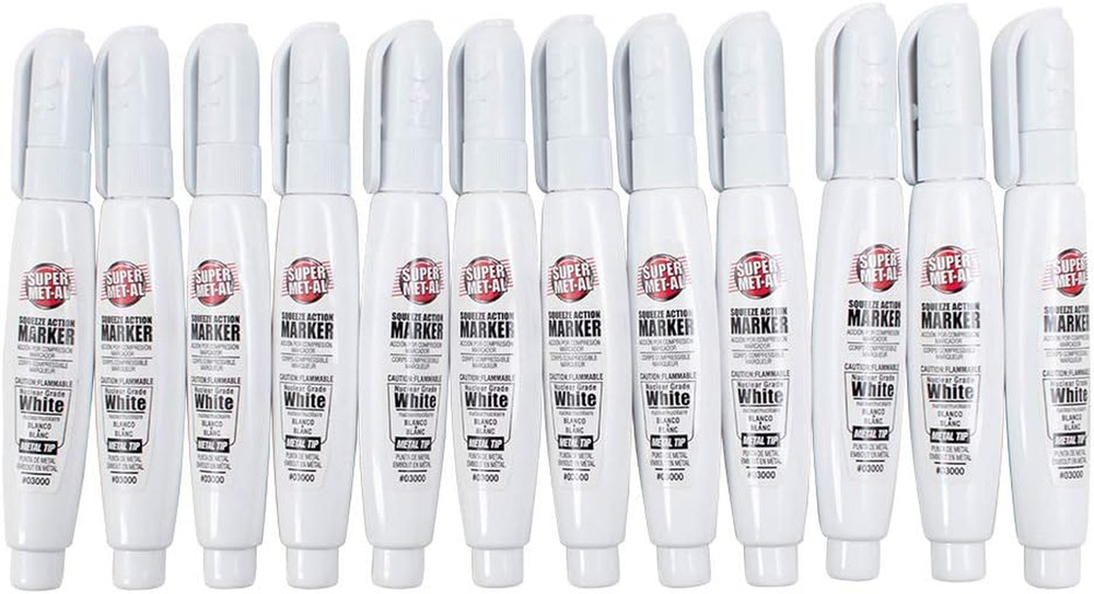 12 Pc Set Nuclear White Super Met-Al Paint Marker Pens Weather Proof 1.4Mm