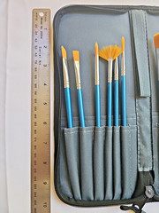 Nylon Hair Paint Brush Set with Carry Case – 12-pc Long Blue Handle