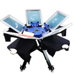 INTBUYING 5 Color 5 Station Screen Printing Machine Can Double Rotating Operate